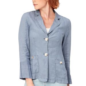 XCVI Chambray Blue Long Sleeve Button Down Blouse Size Small
